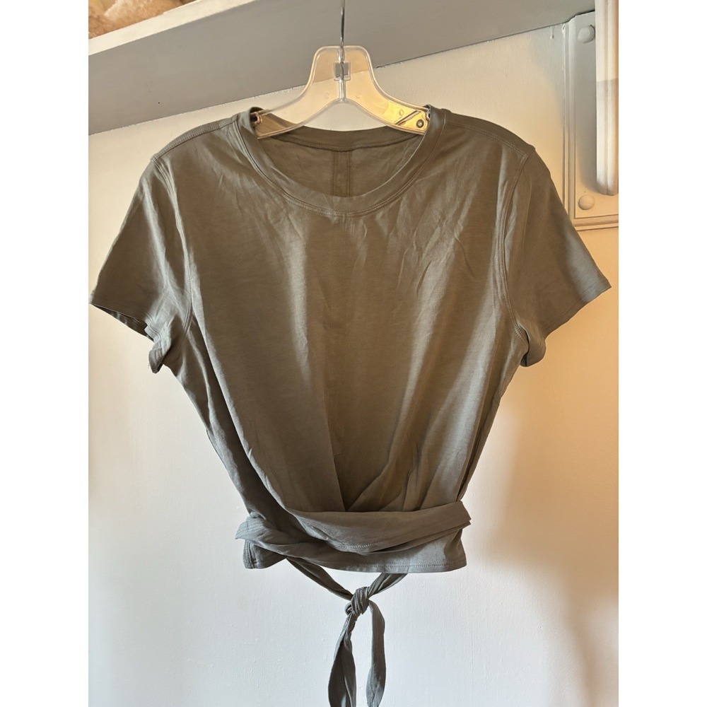 LULULEMON Green Short Sleeve Wrap Top S M Yoga Ballet Core